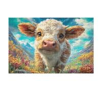 Gros Plan sur Un Veau dans la Nature 1000 Pièces Puzzle Adulte en Carton Rigide Haute Qualité Difficile Niveau Expert Anti-Stress Jeu De Société Idée Cadeau Anniversaire Premium 1000 PCS