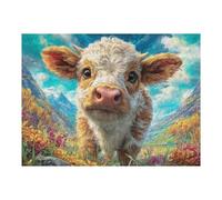 Gros Plan sur Un Veau dans la Nature 500 Pieces Casse-tête Débutant en Carton Épais Facile Apprentissage Loisir Créatif Activité Manuelle Décoration Murale Cadeau Saint Valentin 500 PCS