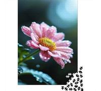 Gros Plan sur Une Fleur cristalline Couverte de rosée Jigsaw Puzzle Bouton de Fleur 1000 Tessere Cartone Di Alta Qualità per Uomo E Donna, Rilassante Educativo, Idea Regalo Compleanno 70x50cm/1000pcs
