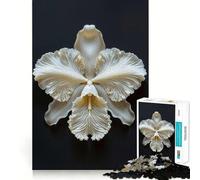 Gros Plan sur Une orchidée Blanche Puzzle de 1000 pièces pour Adultes Jeu de logique Découpe de précision Bords Lisses pour Les réunions de Famille (38x52cm)