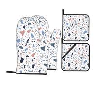 Gros Points colorés sur Fond Blanc,Gants de Cuisine antidérapants et maniques (Lot de 4), résistants à la Chaleur.