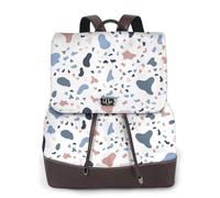 Gros points colorés sur fond blanc,Sac à dos imperméable pour femme, sac à dos de voyage léger en cuir PU tendance