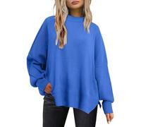 Gros Pull Femme Hiver Bien Chaud, Pull en Col Rond Femme, Pullover Coupe Classique Nouveaux À Manches Longues Rétro Chandail Elegant Lâche Casual Tricoté Pulls Confortable Col Bas Décontracté