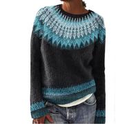 Gros Pull Femme Hiver Bien Chaud, Pull Femme Automne, Hauts Nouveaux Confortable Coupe Classique À Manches Longues Pulls Lâche Casual Tricoté Elegant Chandail Rétro Col Bas Décontracté