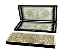 GROSS MEISTER Ensemble de luxe Backgammon en verre - Édition Royal White & Gold - Jeu de société exclusif avec verre trempé et cadre en aluminium - Coffret élégant design baroque