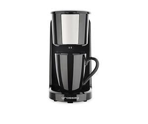 grossag Cafetière simple 1322 KA 8.17 en acier inoxydable noir -1 tasse cafetière 150 ml filtre permanent 380W