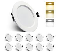 Großcat Spot LED Encastrable 230v 10W, 3000K 4000K 6000K encastrées avec fonction mémoire, Extra Plat 29mm Spot Plafond IP44 aluminium Spot Salle de Bain LED pour Salon Cuisine, Rond Blanc, Lot de 10