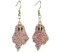 Grosse Boucle D'Oreille Femme Boucles d'oreilles en diamant exquis citrouille d'halloween, boucles d'oreilles en métal brillant avec diamant d'eau coloré Bijoux Acier Inoxydable (D, 5. 9cm)