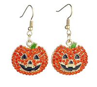 Grosse Boucle D'Oreille Femme Boucles d'oreilles en diamant exquis citrouille d'halloween, boucles d'oreilles en métal brillant avec diamant d'eau coloré Bijoux Acier Inoxydable (A, 5. 9cm)