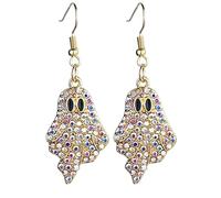 Grosse Boucle D'Oreille Femme Boucles d'oreilles en diamant exquis citrouille d'halloween, boucles d'oreilles en métal brillant avec diamant d'eau coloré Bijoux Acier Inoxydable (C, 5. 9cm)
