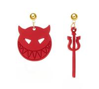 Grosse Boucle D'Oreille Femme Wickedly Halloween Boucles d'oreilles asymétriques avec breloque fourchette pour la saison Boucle Doreille Enfant Fille (B, 2. 5X2CM)