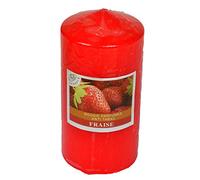 Grosse Bougie Votive Decorative Parfumée, Anti Tabac,Candles Pour La Decoration de L' Intérieur De votre Maison Et pour Créer Une Ambiance.Rouge, Parfun Fraise 7.5x15 cm Durée 60h