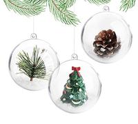 Grosse Boule de Noel Transparente 10cm,ilauke 20 Boules à Remplir en Plastique Noel,Boule en Acrylique Incassables avec 20g Flocon de Neige+20m Fil de Cristal+20 Plumes pour Decor de Sapin de Noël