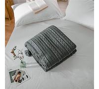 Grosse couverture à pompons en tricot pour canapé - Grande épaisseur et chaude - Jaune - 150 x 200 cm