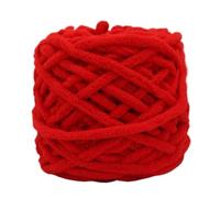 Grosse Laine Boule de fil à rayures glacées, 100g/bricolage, épais, bâton simple brin, écharpe tissée la main, pantoufles et sac tricoté, 50m, doux chaud(11 Bright red)