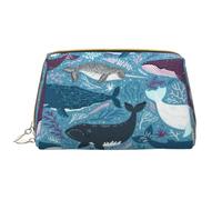 Große Make-up-Tasche, Leder-Kosmetiktasche, Reise-Toilettenartikel-Organizer, Make-up-Tasche, Baleines, mammifères Marins