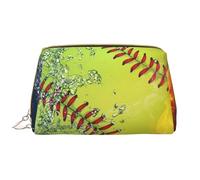 Große Make-up-Tasche, Leder-Kosmetiktasche, Reise-Toilettenartikel-Organizer, Make-up-Tasche, Balle-Molle Jaune