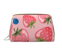 Große Make-up-Tasche, Leder-Kosmetiktasche, Reise-Toilettenartikel-Organizer, Make-up-Tasche, Belle Fraise Rose