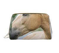 Große Make-up-Tasche, Leder-Kosmetiktasche, Reise-Toilettenartikel-Organizer, Make-up-Tasche, Belle Lavande de Cheval Palomino