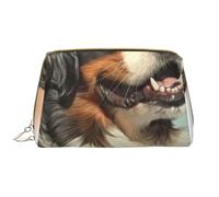 Große Make-up-Tasche, Leder-Kosmetiktasche, Reise-Toilettenartikel-Organizer, Make-up-Tasche, Bouvier Bernois Portrait Réaliste Berner
