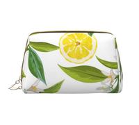 Große Make-up-Tasche, Leder-Kosmetiktasche, Reise-Toilettenartikel-Organizer, Make-up-Tasche, Branches de citronnier Exotiques à Motifs Yummy Delicious