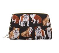 Große Make-up-Tasche, Leder-Kosmetiktasche, Reise-Toilettenartikel-Organizer, Make-up-Tasche, Bulldog Anglais