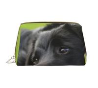 Große Make-up-Tasche, Leder-Kosmetiktasche, Reise-Toilettenartikel-Organizer, Make-up-Tasche, Camomille du Labrador Noir Chiens Black Retriever