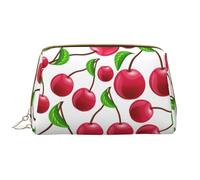 Große Make-up-Tasche, Leder-Kosmetiktasche, Reise-Toilettenartikel-Organizer, Make-up-Tasche, Cerises Rouges imprimées