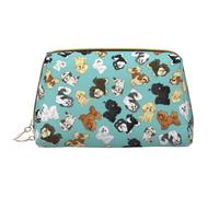 Große Make-up-Tasche, Leder-Kosmetiktasche, Reise-Toilettenartikel-Organizer, Make-up-Tasche, Chien Bichon Havanais Bleu