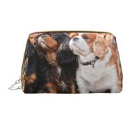 Große Make-up-Tasche, Leder-Kosmetiktasche, Reise-Toilettenartikel-Organizer, Make-up-Tasche, Chiots d'automne Cavalier King Charles Spaniel