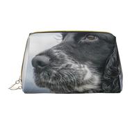 Große Make-up-Tasche, Leder-Kosmetiktasche, Reise-Toilettenartikel-Organizer, Make-up-Tasche, Cocker Anglais Grandes Oreilles Bouclées Noir