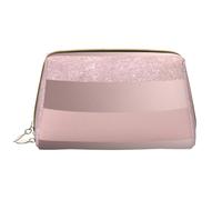 Große Make-up-Tasche, Leder-Kosmetiktasche, Reise-Toilettenartikel-Organizer, Make-up-Tasche, Élégante Rayure Rose Blush à Paillettes d'or Rose