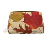 Große Make-up-Tasche, Leder-Kosmetiktasche, Reise-Toilettenartikel-Organizer, Make-up-Tasche, Feuilles d'automne Damassé