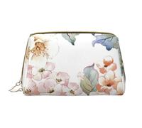 Große Make-up-Tasche, Leder-Kosmetiktasche, Reise-Toilettenartikel-Organizer, Make-up-Tasche, Fleur Aquarelle Pastel Botanique Rose