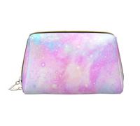 Große Make-up-Tasche, Leder-Kosmetiktasche, Reise-Toilettenartikel-Organizer, Make-up-Tasche, Galaxie Marbrée Rose Violet