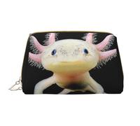 Große Make-up-Tasche, Leder-Kosmetiktasche, Reise-Toilettenartikel-Organizer, Make-up-Tasche, Impression Axolotl