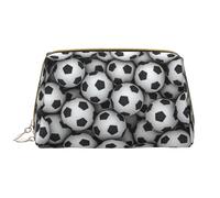 Große Make-up-Tasche, Leder-Kosmetiktasche, Reise-Toilettenartikel-Organizer, Make-up-Tasche, Impression de tas de Ballons de Football