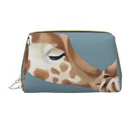 Große Make-up-Tasche, Leder-Kosmetiktasche, Reise-Toilettenartikel-Organizer, Make-up-Tasche, Impression Girafe et Petite Girafe
