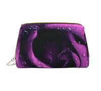 Große Make-up-Tasche, Leder-Kosmetiktasche, Reise-Toilettenartikel-Organizer, Make-up-Tasche, Imprimé Rose Pourpre