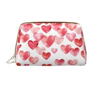 Große Make-up-Tasche, Leder-Kosmetiktasche, Reise-Toilettenartikel-Organizer, Make-up-Tasche, Imprimer des Coeurs Rouges tombants