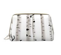 Große Make-up-Tasche, Leder-Kosmetiktasche, Reise-Toilettenartikel-Organizer, Make-up-Tasche, Imprimer Bouleau