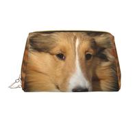 Große Make-up-Tasche, Leder-Kosmetiktasche, Reise-Toilettenartikel-Organizer, Make-up-Tasche, Joli Chien Sheltie