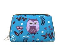 Große Make-up-Tasche, Leder-Kosmetiktasche, Reise-Toilettenartikel-Organizer, Make-up-Tasche, Joli Modèle sans Couture Floral Coloré avec des Hiboux
