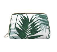 Große Make-up-Tasche, Leder-Kosmetiktasche, Reise-Toilettenartikel-Organizer, Make-up-Tasche, Jungle Tropicale, modèle sans Couture avec Feuilles de Palmier