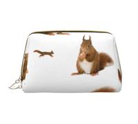 Große Make-up-Tasche, Leder-Kosmetiktasche, Reise-Toilettenartikel-Organizer, Make-up-Tasche, Mignon - Écureuil Mignon
