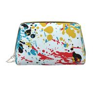 Große Make-up-Tasche, Leder-Kosmetiktasche, Reise-Toilettenartikel-Organizer, Make-up-Tasche, Modèle Abstrait d'éclaboussures d'encre