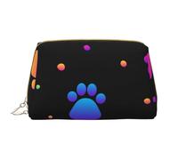 Große Make-up-Tasche, Leder-Kosmetiktasche, Reise-Toilettenartikel-Organizer, Make-up-Tasche, Modèle Animal d'empreinte de Patte Arc-en-Ciel