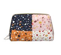 Große Make-up-Tasche, Leder-Kosmetiktasche, Reise-Toilettenartikel-Organizer, Make-up-Tasche, Modèles de terrazzo vectoriels sans Couture
