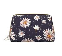 Große Make-up-Tasche, Leder-Kosmetiktasche, Reise-Toilettenartikel-Organizer, Make-up-Tasche, Motif Marguerite