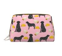 Große Make-up-Tasche, Leder-Kosmetiktasche, Reise-Toilettenartikel-Organizer, Make-up-Tasche, Nourriture Tacos Labrador Noir Chien Nouveauté Black Lab